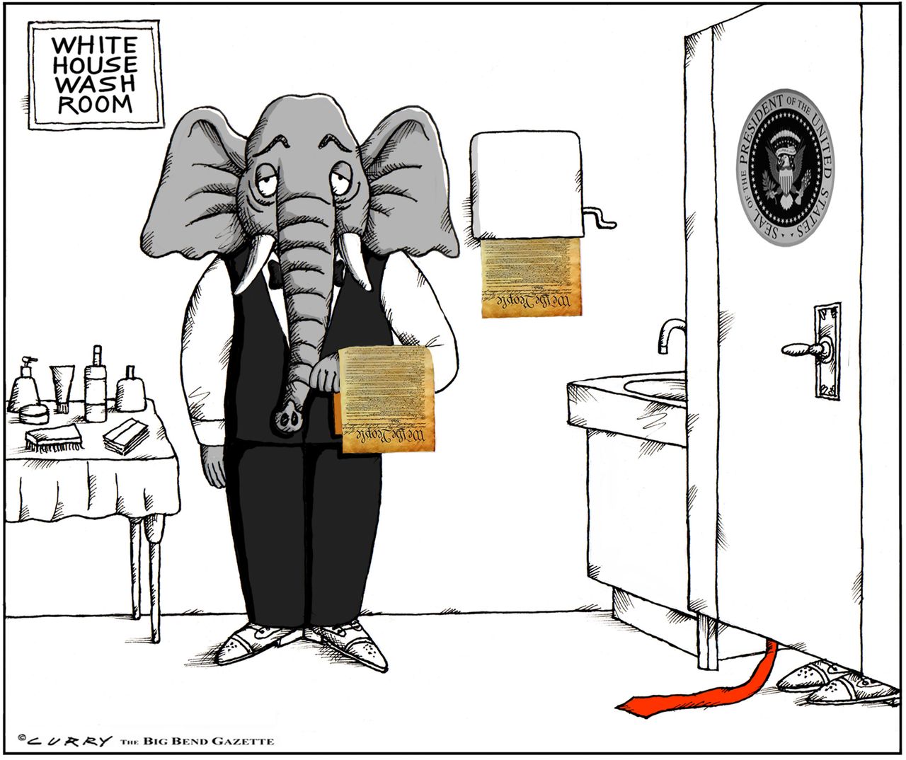 Political Cartoon U.S. GOP Trump Constitution