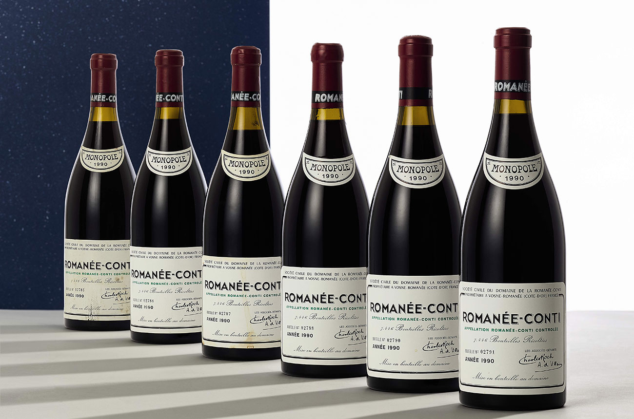 DRC Roman&eacute;e-Conti 1990 bottles helped lead Sotheby's wine auctions in 2021.