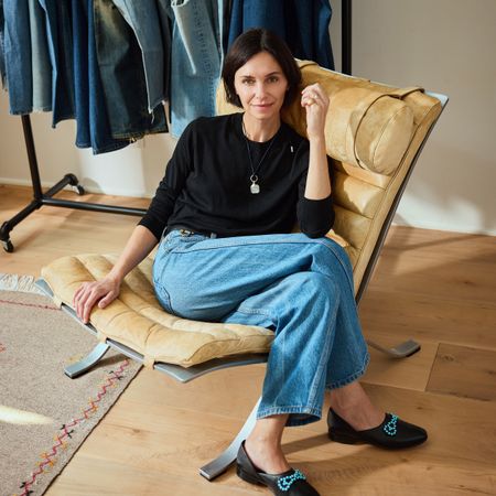 Jane Herman in black sweater and jeans