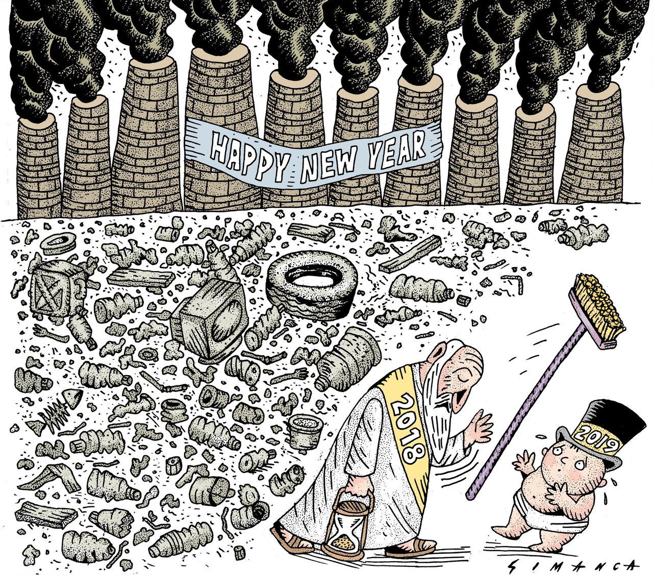 Editorial cartoon U.S. new years pollution climate change