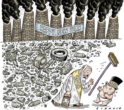 Editorial cartoon U.S. new years pollution climate change