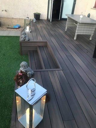 small raised deck with steps