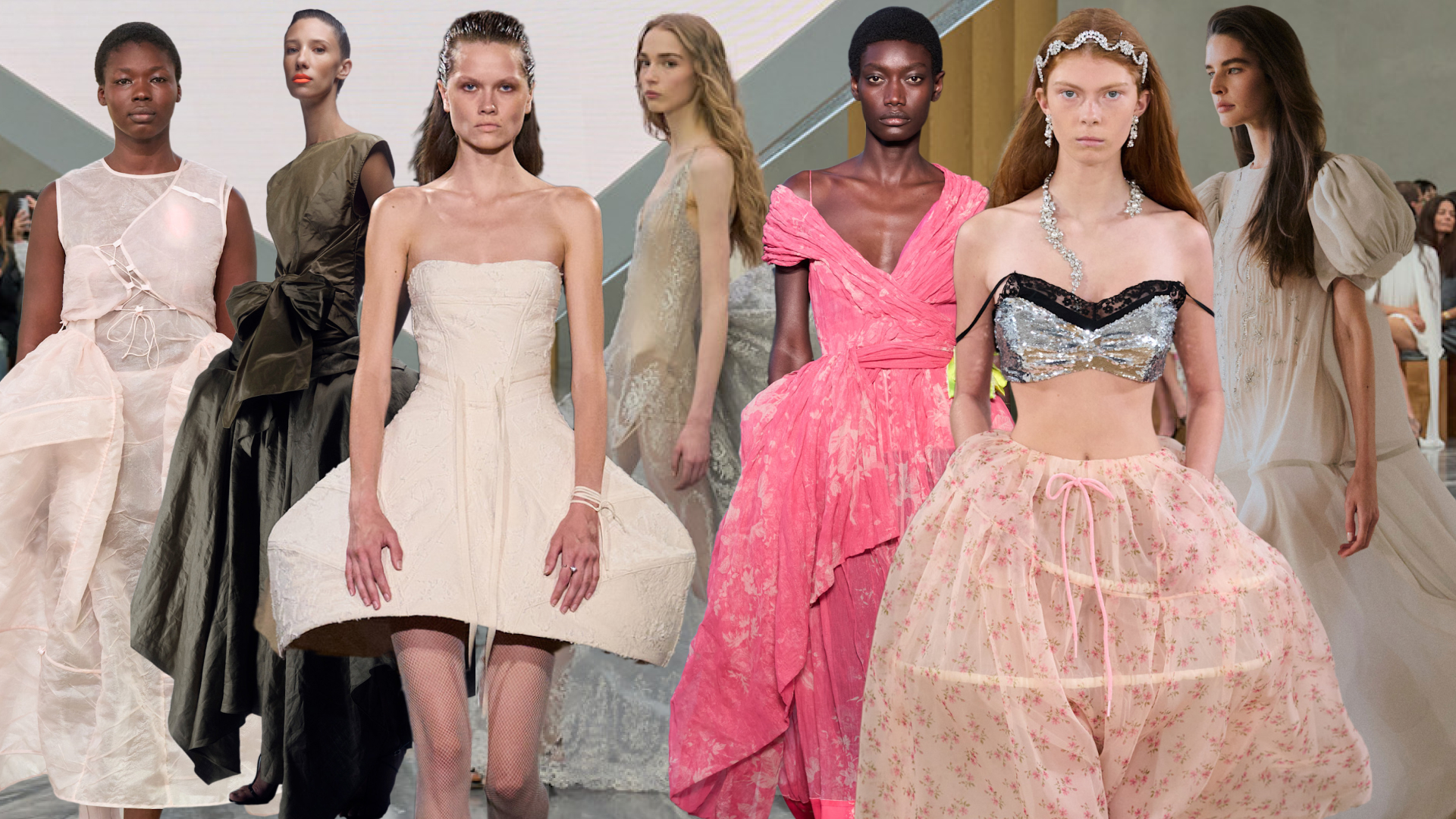 models wearing hoop skirts on the spring 2026 runways