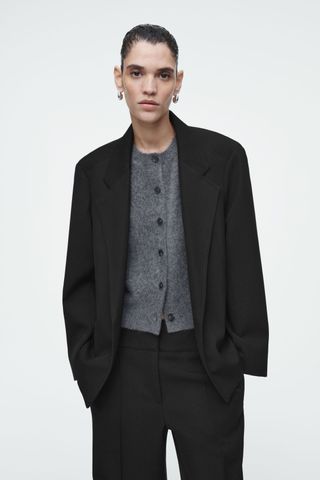 Oversized Exaggerated-Shoulder Blazer