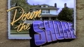 Screenshot of postcard-esque opening title of Down the Shore