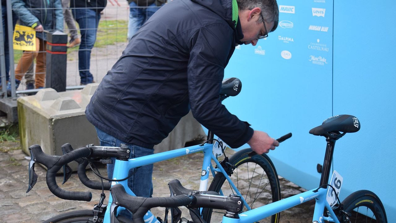 UCI staff were at the race start checking bikes for technological fraud