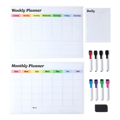 Magnetic Dry Erase Calendar Whiteboard Set - 3-pack