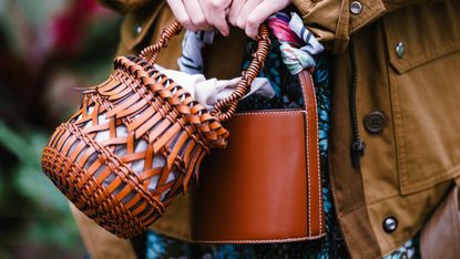 Clothing, Brown, Bag, Textile, Outerwear, Jacket, Collar, Style, Fashion accessory, Street fashion, 