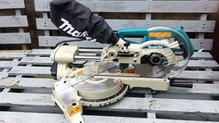 Makita LS0714LN 190mm Slide Compound Mitre Saw on grey pallettes