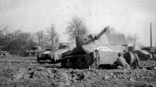 Pictured in 1944, this inflatable tank was part of the WWII Ghost Army efforts to create the illusion of greater Allied forces in Europe from Normandy to the Rhine River.
