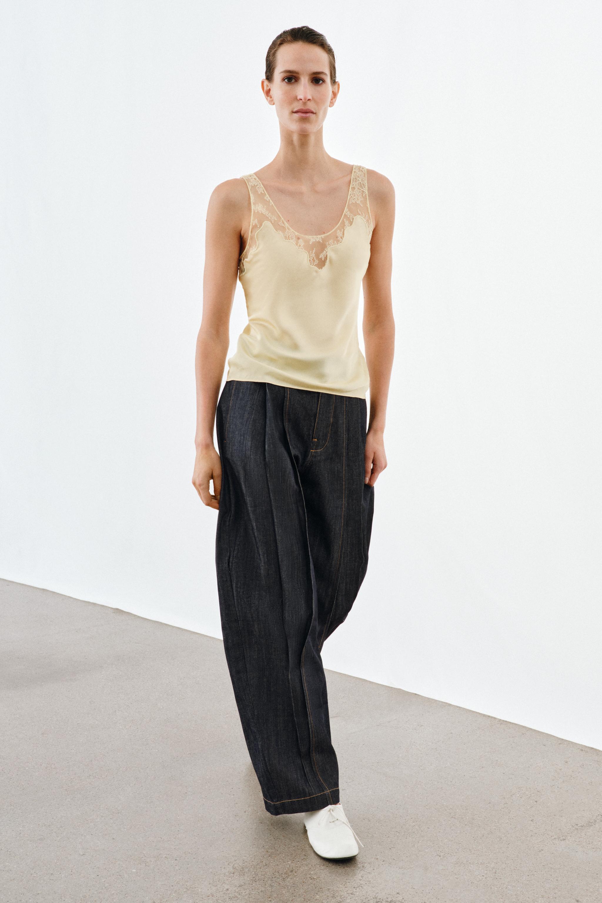 Satin Effect Lace Top Zw Collection