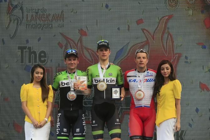 The podium for stage 2