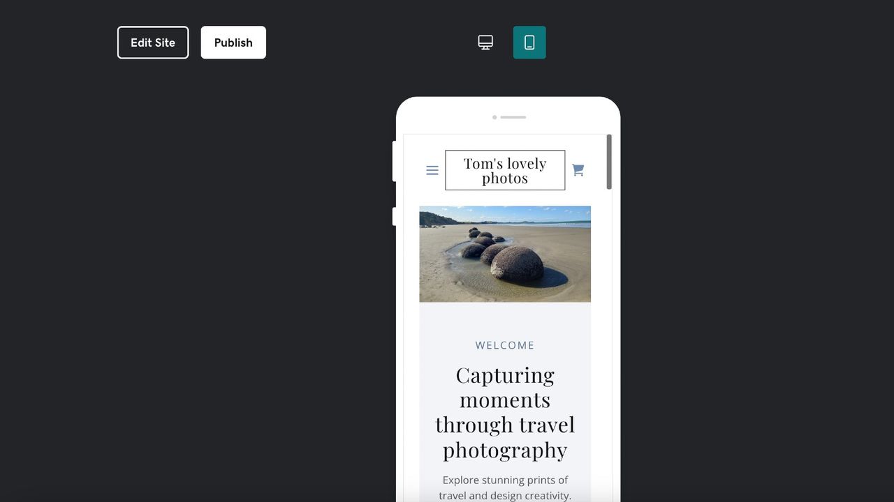 Screenshot showing preview of mobile version of my site