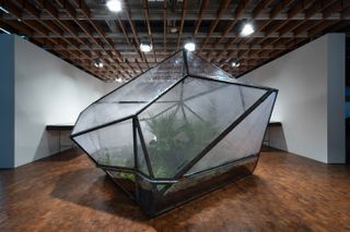 A large multi-sided greenhouse.