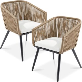 two wicker chairs