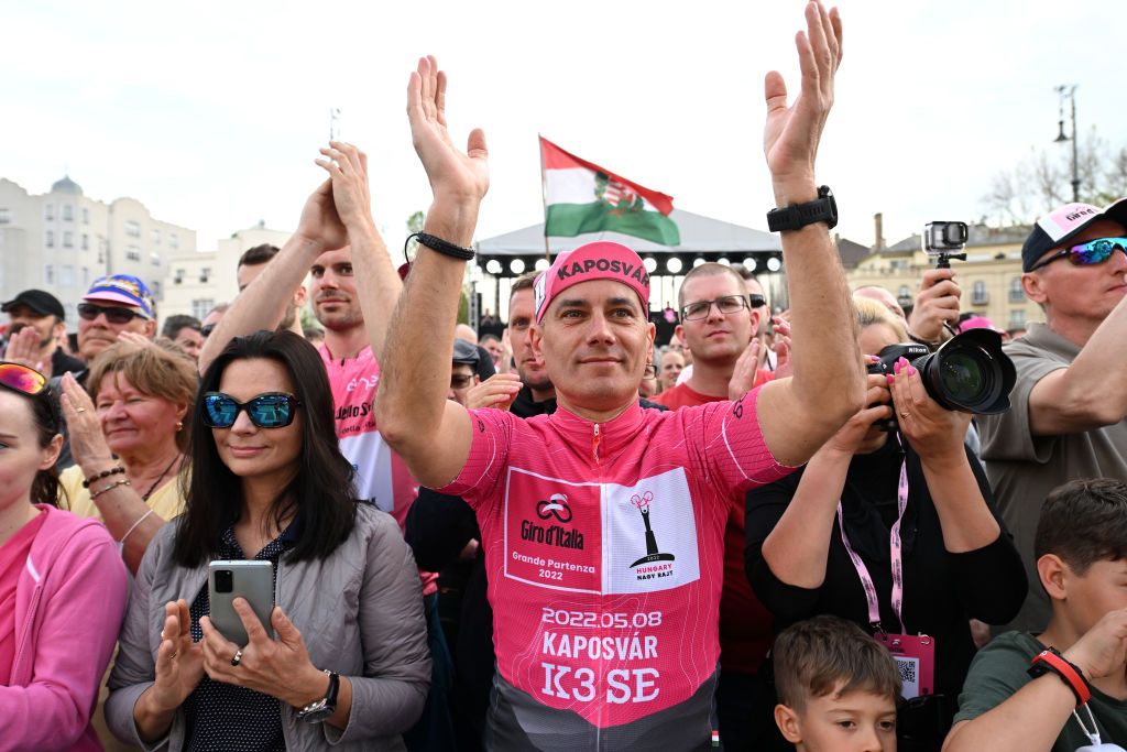 BUDAPEST HUNGARY MAY 04 Fans during the Team Presentation of the 105th Giro dItalia 2022 at Heroes Square Giro WorldTour on May 04 2022 in Budapest Hungary Photo by Stuart FranklinGetty Images