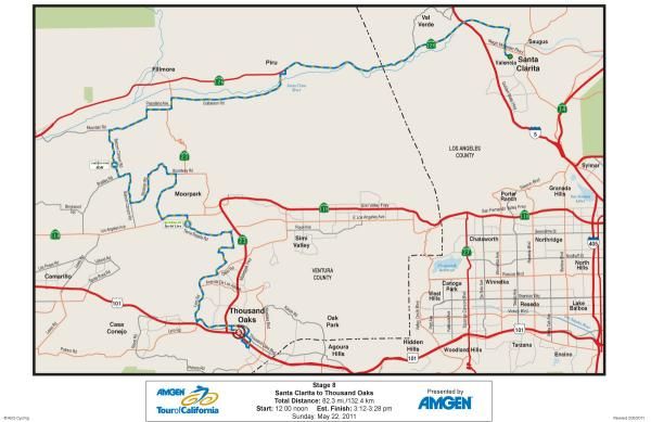 Amgen Tour of California - Stage 8 Map