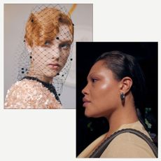 Spring Summer 2025 Fashion Month beauty looks on Naomi Campbell at Ralph Lauren, Alva Claire at Burberry and a model at Richard Quinn