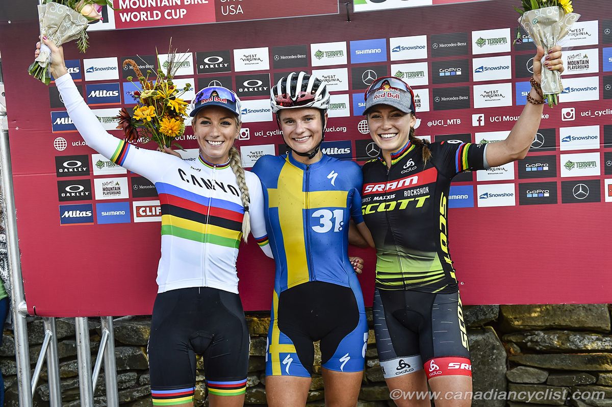 L to r - Pauline Ferrand Prevot, Jenny Rissveds, Kate Courtney