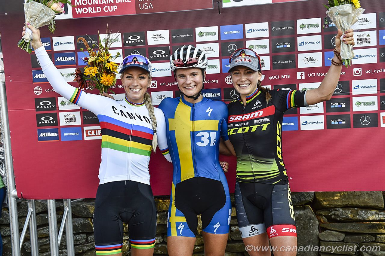 L to r - Pauline Ferrand Prevot, Jenny Rissveds, Kate Courtney