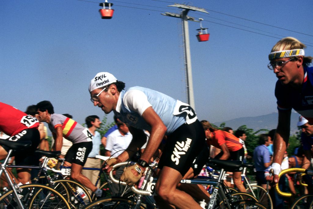 It's hard to miss Laurent Fignon and his headband