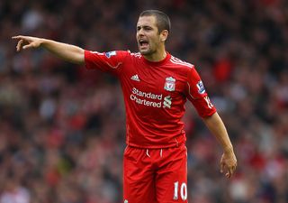 Joe Cole of Liverpool during the Barclays Premier League match between Liverpool and Blackpool at Anfield on October 3, 2010 in Liverpool, England.