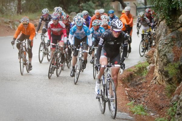 A Saxo Bank rider jumps from the peloton but would be chased by Milram shortly after.