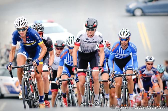 Matt Cooke (CRCA) leads the third group on the road