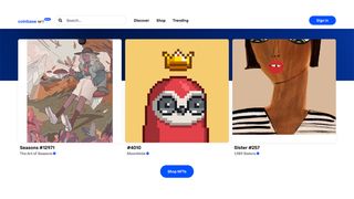 A screenshot of the Coinbase NFT marketplace
