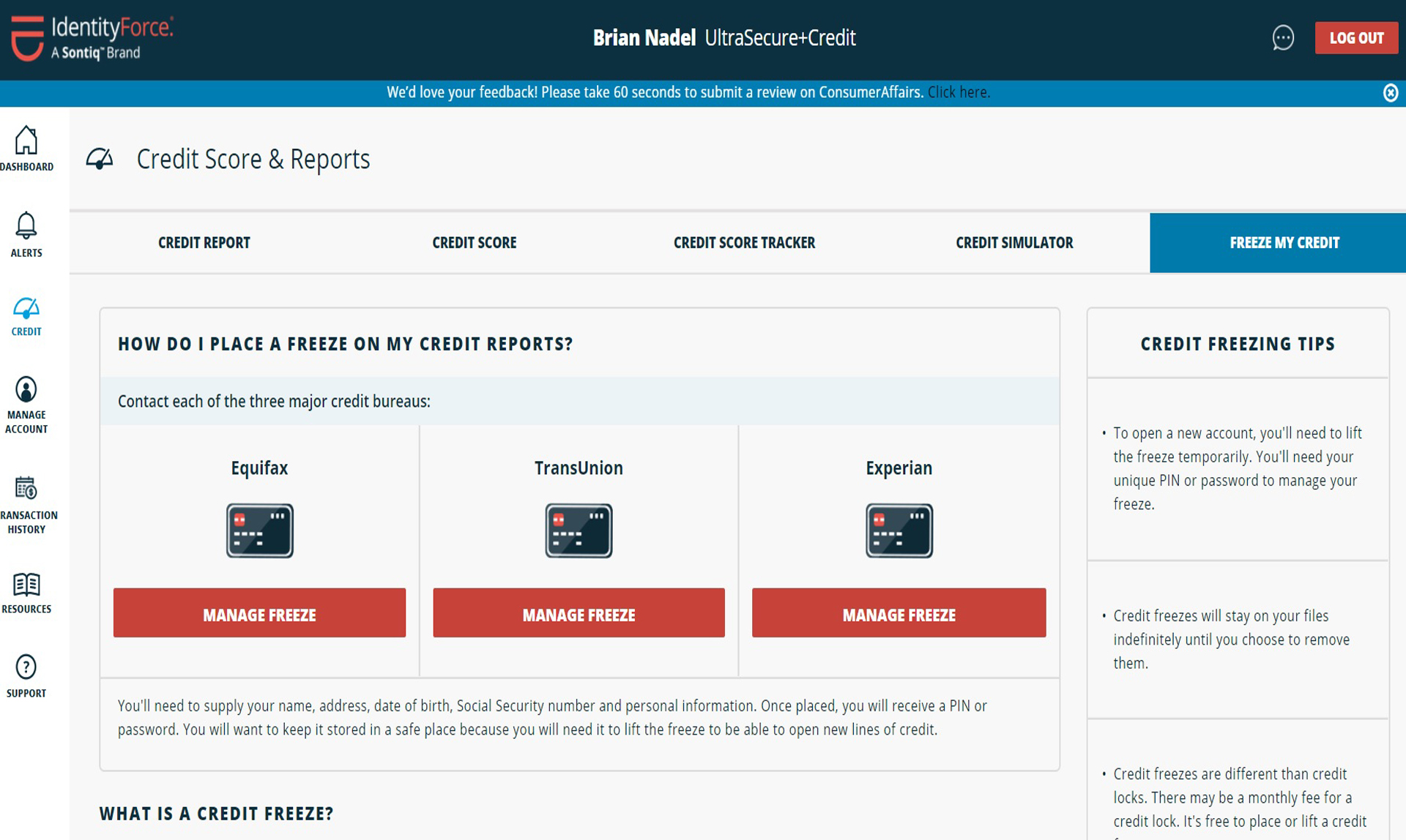 IdentityForce UltraSecure+Credit review