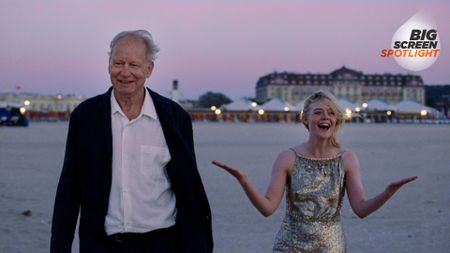 Stellan Skarsg&aring;rd and Elle Fanning as Gustav and Rachel in Sentimental Value