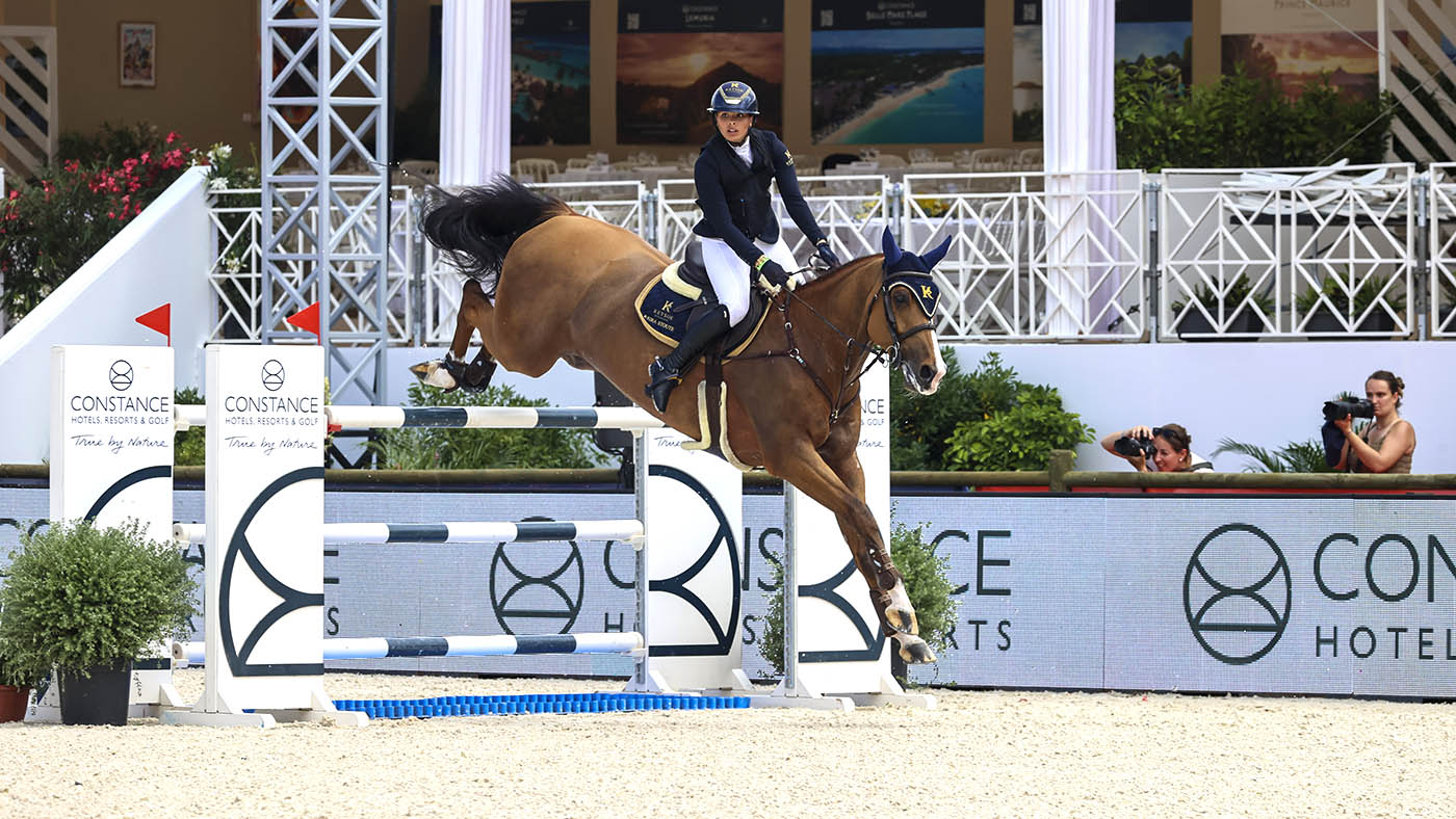 Showjumping news: Kiera Stoute and Guru in action en route to winning the CSI2* grand prix at the LGCT of Cannes