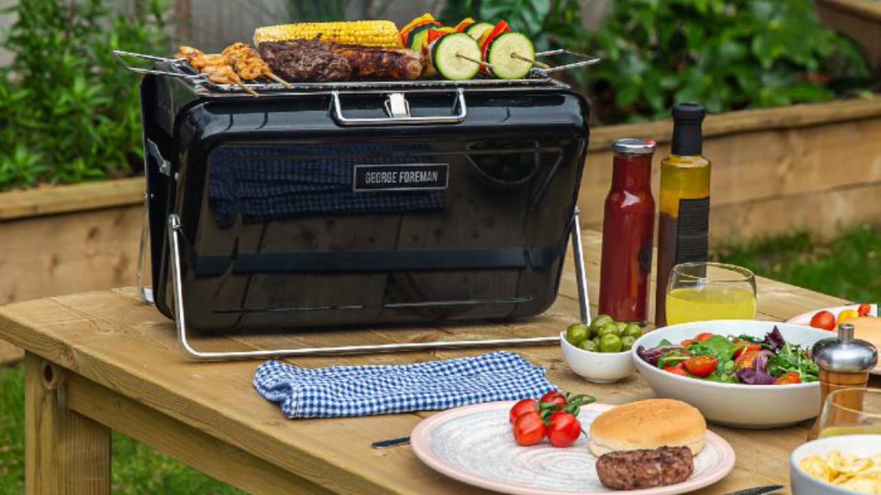 George Foreman Portable Briefcase Charcoal BBQ