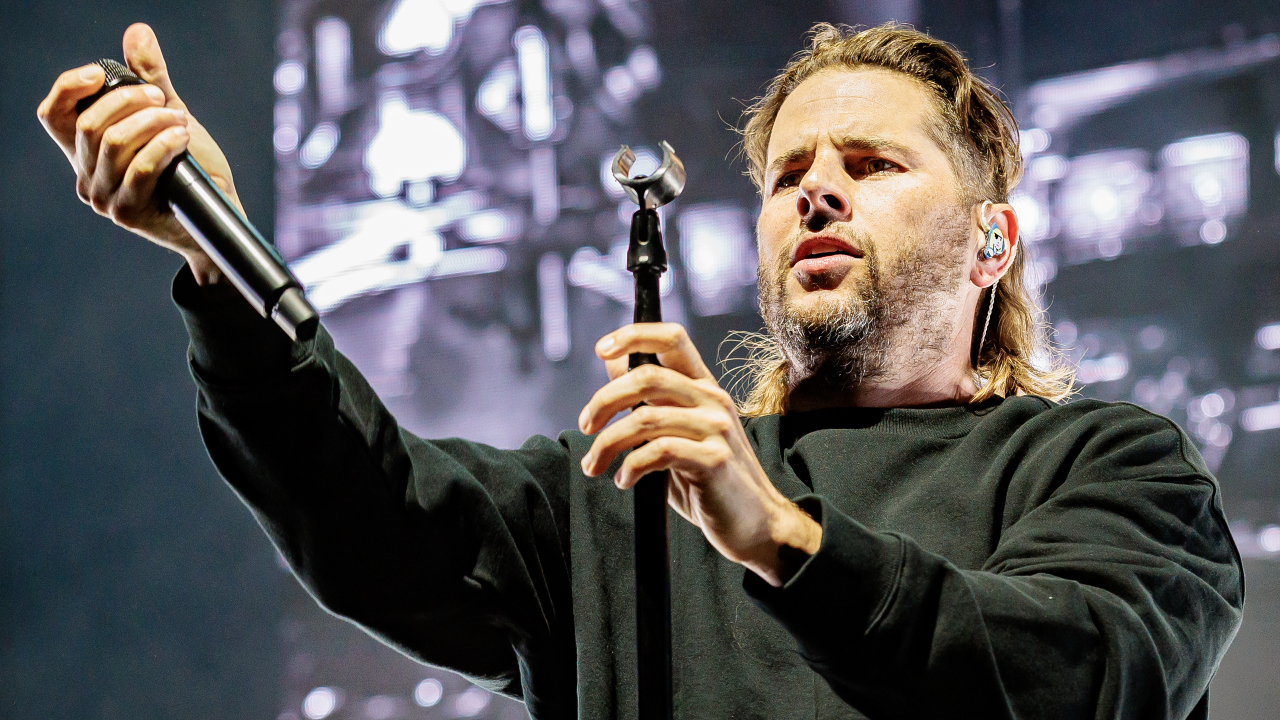 Avenged Sevenfold singer M. Shadows onstage in 2025