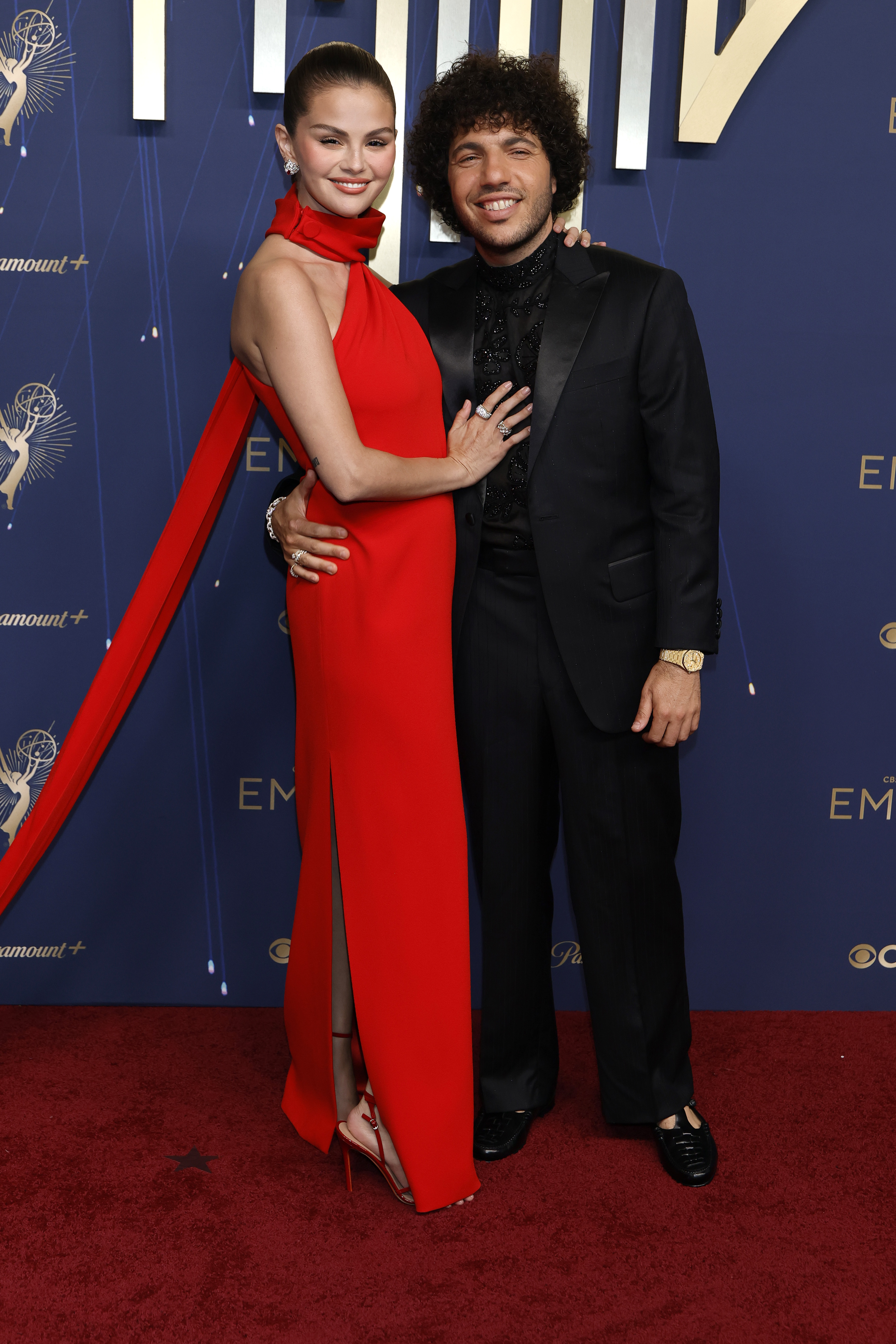 Selena Gomez and Benny Blanco on the 2025 Emmys red carpet