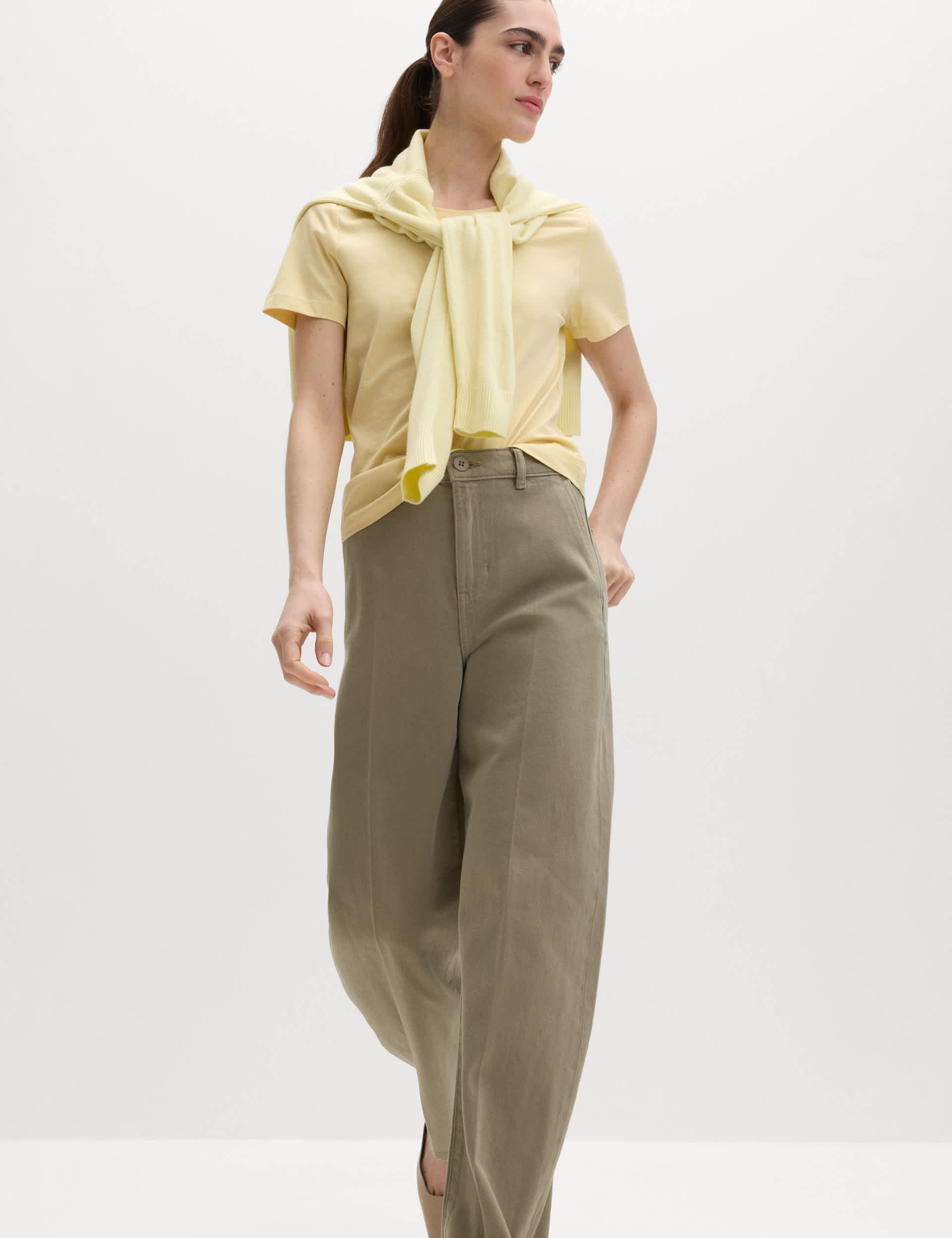 Pure Cotton Crease Front Barrel Leg Trousers