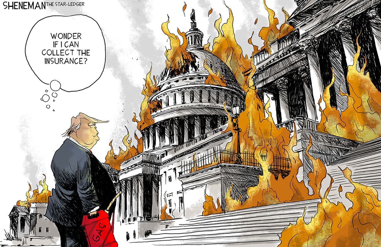 Political Cartoon U.S. Trump Capitol riots