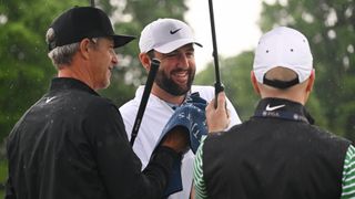 Scottie Scheffler on the driving range prior to his second round at the PGA Championship