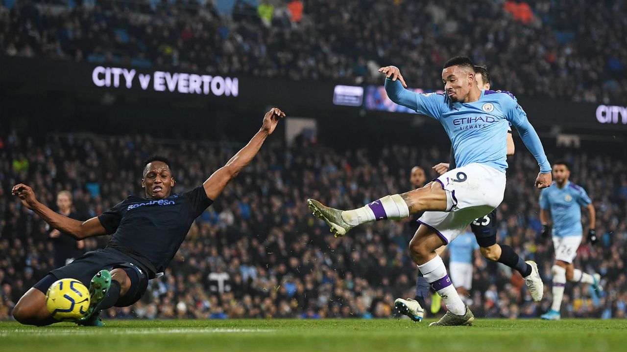 Manchester City striker Gabriel Jesus was on target against Everton in January 