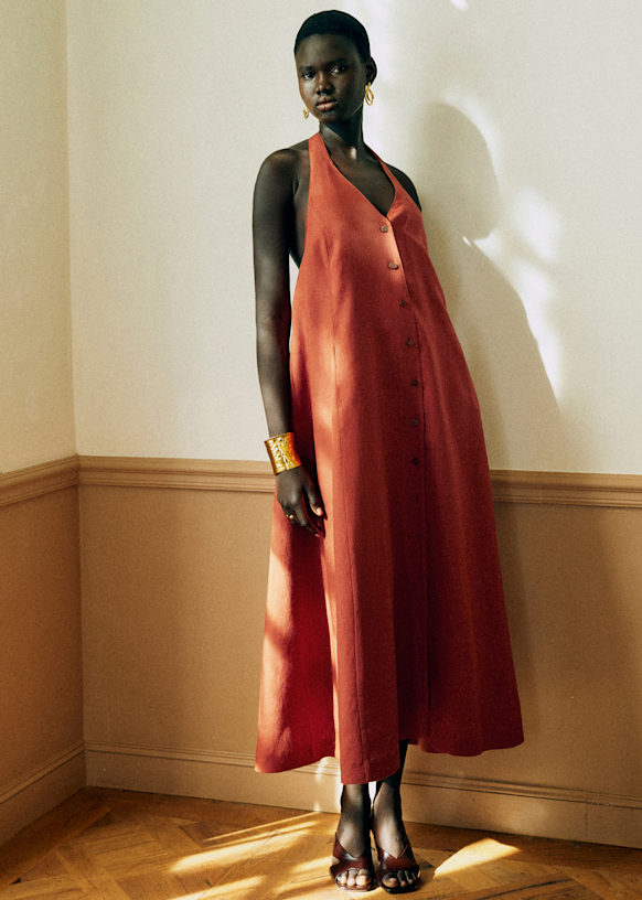 Vimala Dress - Chestnut - Linen - S&amp;eacute;zane