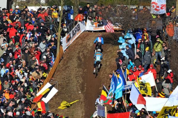 The racers viewed from above.