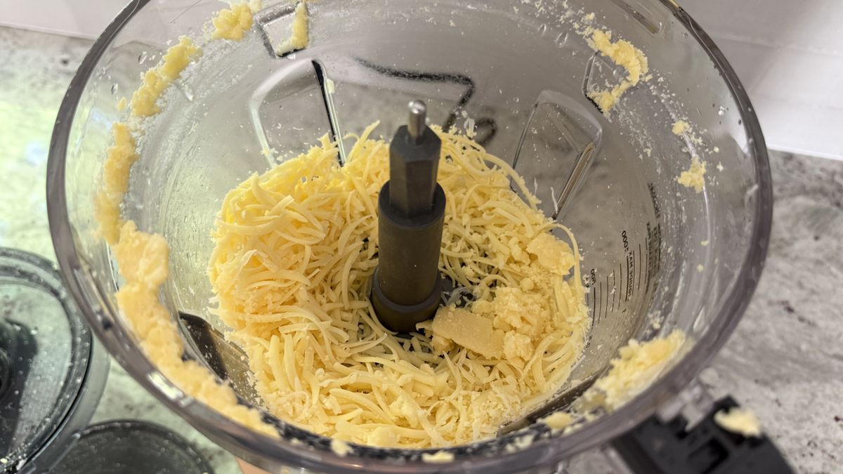 Ninja CrushBOSS shredding Swiss cheese