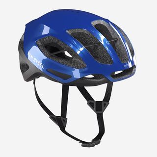 Van Rysel RCR Mips helmet in blue, one of the best budget road bike helmets