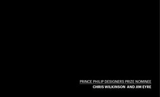 A black background with writing on it that says: 'Prince Phillip Designers Prize Nominee Chris Wilkinson and Jim Eyre'.