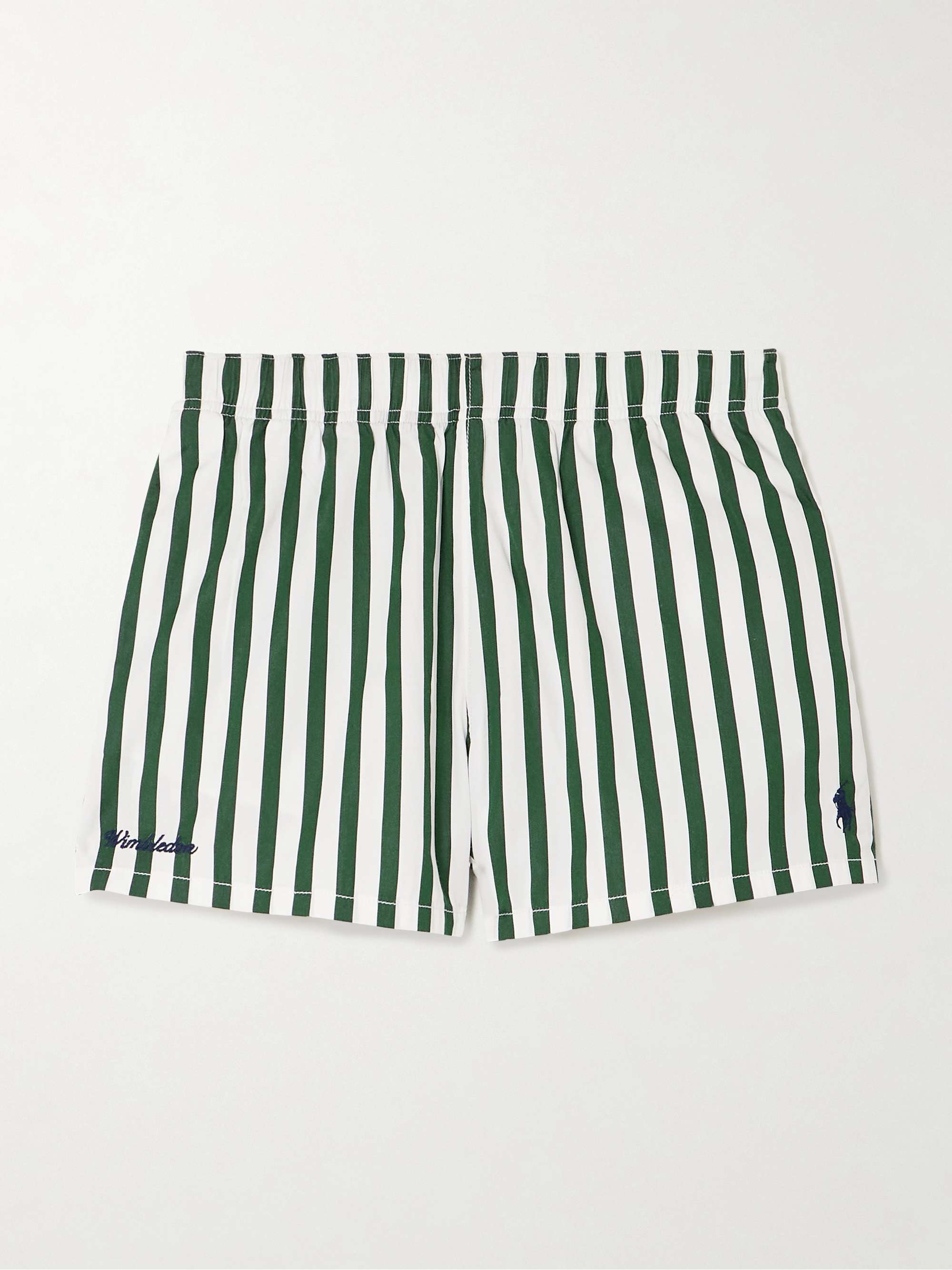 + Wimbledon Embroidered Striped Cotton-Poplin Shorts