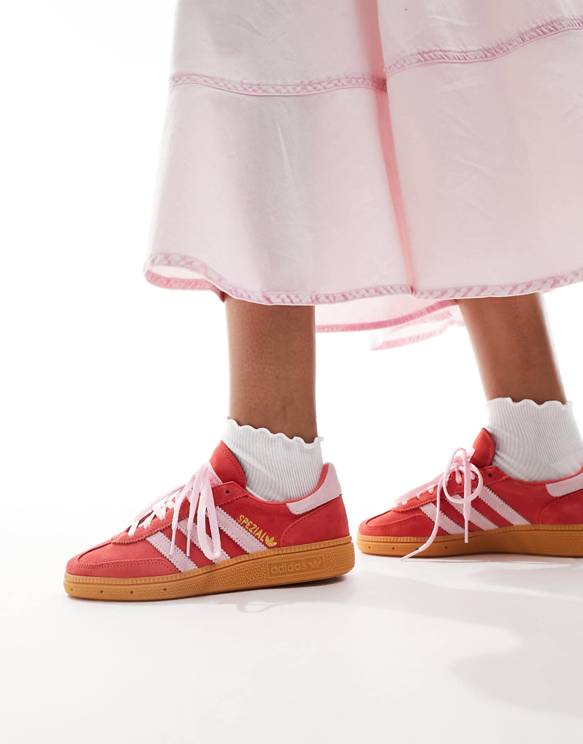 Adidas Originals Handball Spezial Trainers in Red and Pink