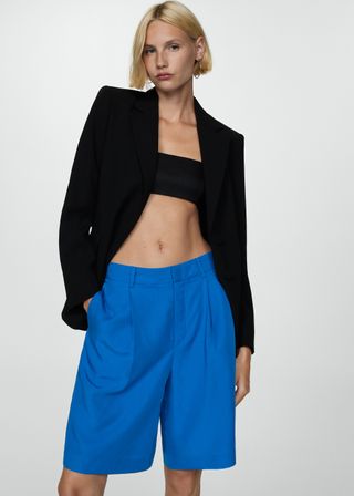 Lyocell Pleated Bermuda Shorts