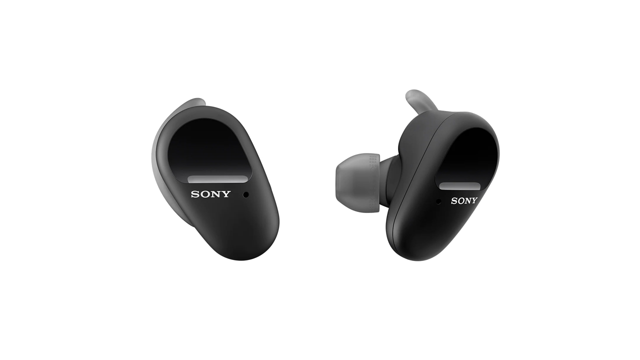 the sony wf-sp800n truly wireless earbuds in black