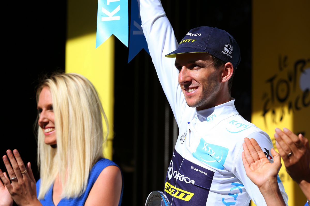 Simon Yates (Orica-Scott) on the podium