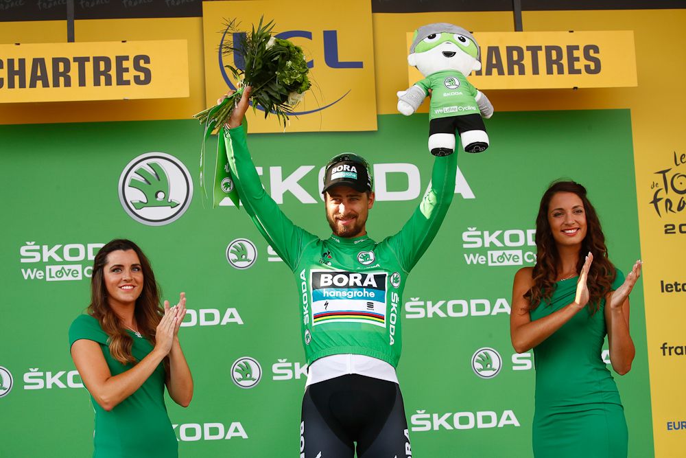 Peter Sagan in green after stage 7 at the Tour de France